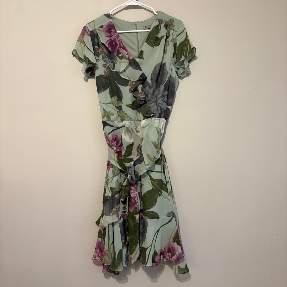 Dreamy Green floral dress with ruffle detail